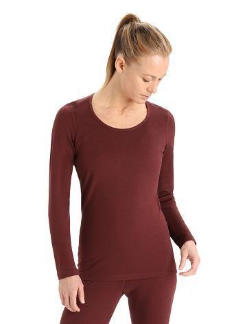 Espresso Women's Icebreaker Merino 200 Oasis Long Sleeve Scoop Neck Thermal Top One Piece & Sets | USA 1773AHKP